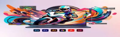 ASUS Vivobook Pro 15 OLED laptop displaying vibrant creative artwork with Adobe software icons, ideal for designers and content creators